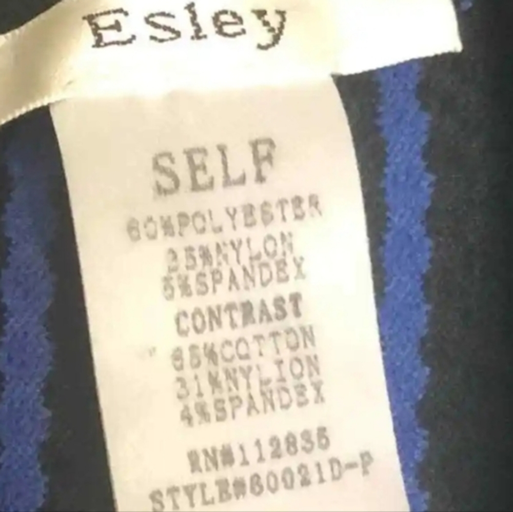 Esley Women'’s Sleeveless Fit & Flare Dress Size S Stretch Black/Blue Geometric - Picture 9 of 9